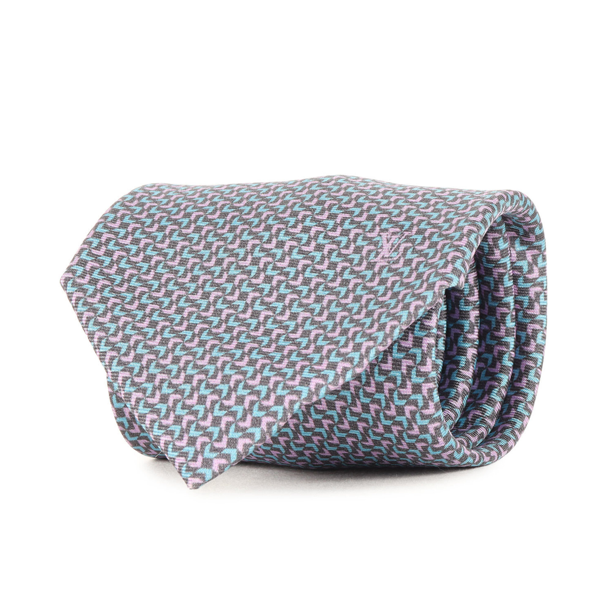 Louis Vuitton Louis Vuitton Tie, Gray, V-Mark, Silk M73159, Men's.